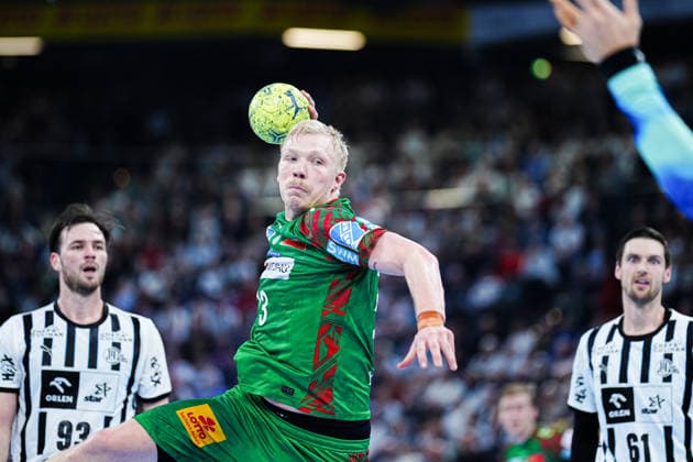 Throw Goal Magnus Saugstrup SC Magdeburg, 23 GER, THW Kiel vs SC Magdeburg, Handball, 1 Bundesliga, Matchday 21, Season 2025 2026, 15 02 2026 GER, THW Kiel vs SC Magdeburg, Handball, 1 Bundesliga, Matchday 21, Season 2025 2026, 15 02 2026 Kiel Copyright: xEibner-Pressefoto MarcelxvonxFehrnx EP_MFN