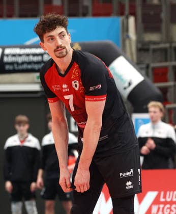 15 02 2026, Germany, Ludwigsburg Volleyball Barock Volleys MTV Ludwigsburg vs Berlin Recycling Volleys, Tim Köpfli LB disappointedr