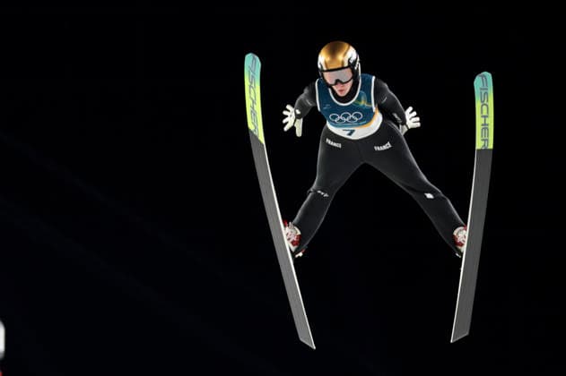 OLYMPICS - Winter Olympic Games, Olympische Spiele, Olympia, OS Milano Cortina 2026 PREDAZZO,ITALY,15.FEB.26 - OLYMPICS, Ski jumping, Skispringen, Ski, nordisch - Winter Olympic Games Milano Cortina 2026, large hill, women. Image shows Emma Chervet (FRA).  GEPAxpictures xMatthiasxTrinkl