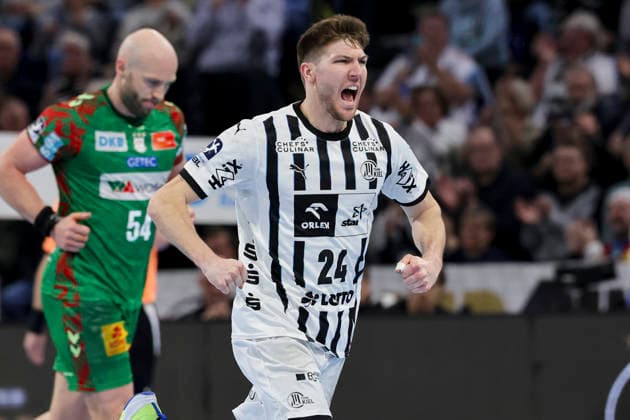 Lukas Zerbe THW Kiel cheers, DAIKIN Handball Bundesliga, THW Kiel v SC Magdeburg, Wunderino Arena on February 15, 2026 in Kiel, Germany Photo by Marco Steinbrenner DeFodi Images Lukas Zerbe THW Kiel cheers, DAIKIN Handball Bundesliga, THW Kiel v SC Magdeburg, Wunderino Arena, February 15, 2026 in Kiel, Germany Photo by Marco Steinbrenner DeFodi Images