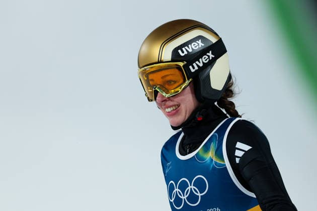 Olympische Winterspiele Milano Cortina 2026 Skispringen Großschanze Einzel Frauen am 15.02.2026 an der Predazzo Ski jumping, Skispringen, Ski, nordisch Stadium in Predazzo Juliane Seyfarth ( Deutschland ) *** Olympic Winter Games Milano Cortina 2026 Ski Jumping Large Hill Individual Women on 15 02 2026 at the Predazzo Ski Jumping Stadium in Predazzo Juliane Seyfarth Germany xMSx