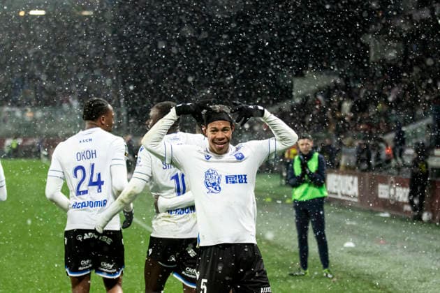 FOOTBALL : Metz fc vs Auxerre - ligue 1 - Metz - 15 2 26 Joie des joueurs de l equipe de Auxerre apres le but de KÃ vin Danois 5  Copyright: xx