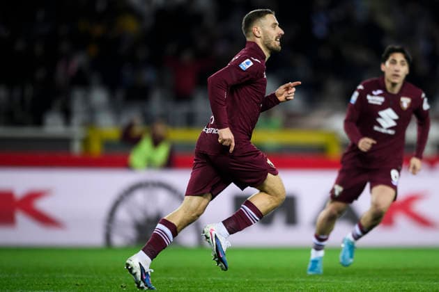 Torino FC v Bologna FC - Serie A Nikola Vlasic of Torino FC celebrates after scoring a goal during the Serie A football match between Torino FC and Bologna FC. Turin Italy Copyright: xNicolòxCampox