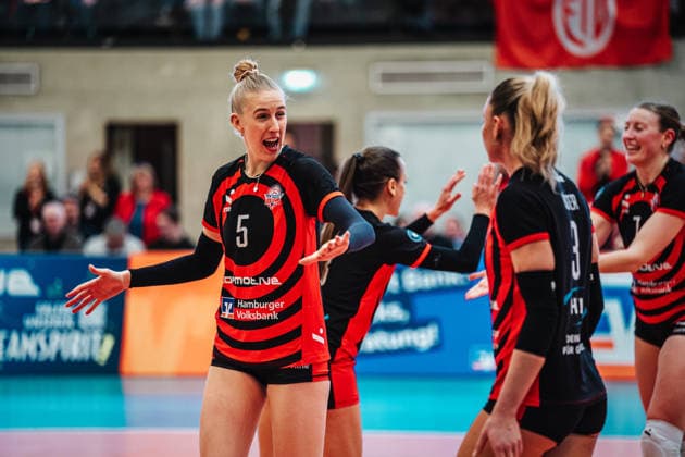 Volleyball Women Season 2025 2026 Volleyball Bundesliga ETV Hamburger Volksbank Volleys vs Schwarz Weiß Erfurt 15 02 2026 Anna Hartig 5, ETV Hamburger Volksbank Volleys Hamburg Sporthalle Hoheluft Hamburg Germany
