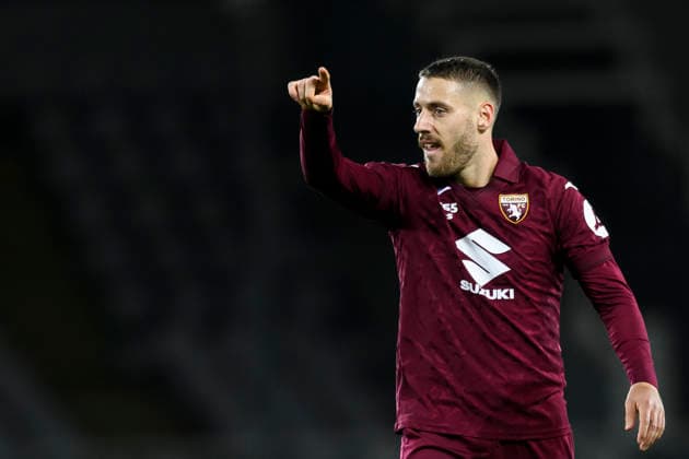 Torino FC v Bologna FC - Serie A Nikola Vlasic of Torino FC celebrates after scoring a goal during the Serie A football match between Torino FC and Bologna FC. Turin Italy Copyright: xNicolòxCampox
