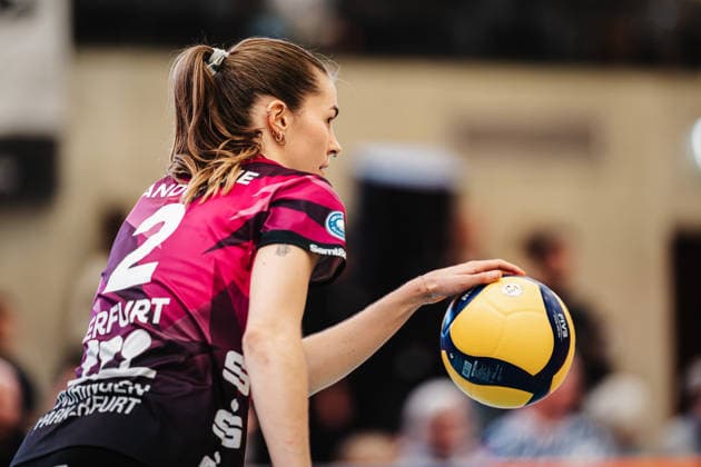 Volleyball Women Season 2025 2026 Volleyball Bundesliga ETV Hamburger Volksbank Volleys vs Schwarz Weiß Erfurt 15 02 2026 Elizabeth Sandbothe 2, Schwarz Weiß Erfurt Hamburg Sporthalle Hoheluft Hamburg Germany