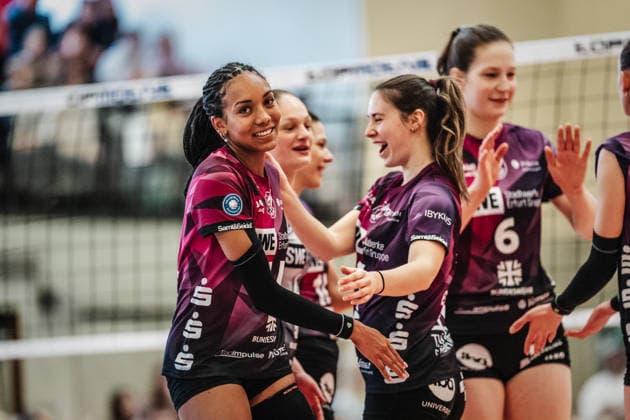 Volleyball Women Season 2025 2026 Volleyball Bundesliga ETV Hamburger Volksbank Volleys vs Schwarz Weiß Erfurt 15 02 2026 Alianza Darley 14, Schwarz Weiß Erfurt Hamburg Sporthalle Hoheluft Hamburg Germany