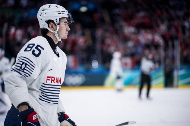 MILANO, ITALY - FEBRUARY 15: Alexandre (France, 85) during the Ice hockey, Eishockey Men Canada vs France - Preliminary Round - Group A at the Milano Cortina 2026 Olympics at Milano Santagiulia Ice Hockey Arena on day 9 of the Milano Cortina 2026 Olympics on February 15, 2026 in Milano, Italy. Editorial use only. Italy Copyright: xSteffiexWunderlx
