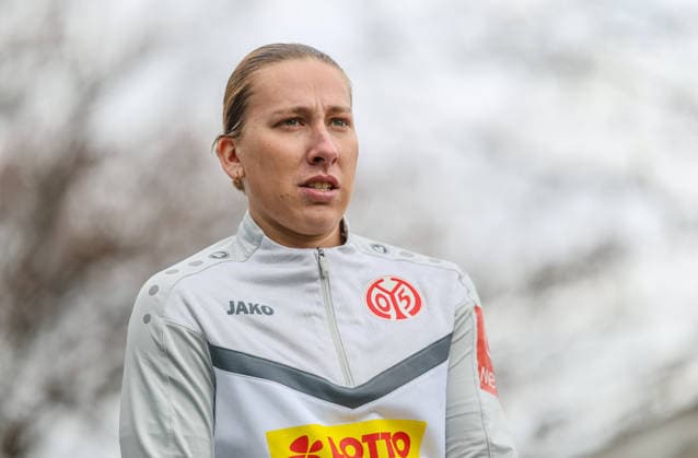 GER, Frankfurt, Eintracht Frankfurt II vs FSV Mainz 05, 2 Womens Bundesliga, Football, DFB, Season 2025 2026, Stadion am Brentanobad, 17 Matchday in picture Johanna Berg 1 FSV Mainz 05 Women 9 DFB DFL REGULATIONS PROHIBIT ANY USE OF PHOTOGRAPHS AS IMAGE SEQUENCES AND OR QUASI VIDEO, 15 02 2026 Copyright: HMBxMedia HendrikxHamelau