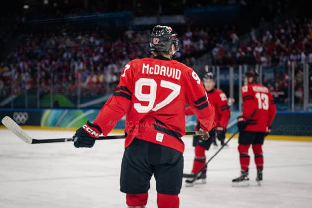 Connor McDavid (Canada, 97) in action during the Menss Ice hockey, Eishockey group stage game between Canada and France at the Olympic Winter games, Winterspiele,Spiele, Summer games Milano Cortina 2026 at the Milano Santa Giulia Ice Hockey Arena, Milan, Italy, on February 15, 2026. im Gruppenspiel der Männer im Eishockey zwischen Kanada und Frankreich bei den Olympischen Winterspielen Milano Cortina 2026 in der Milano Santa Giulia Ice Hockey Arena, Mailand, Italien, am 15. Februar 2026. *** Connor McDavid Canada, 97 in action during the Mens ice hockey group stage game between Canada and France at the Olympic Winter Games Milano Cortina 2026 at the Milano Santa Giulia Ice Hockey Arena, Milan, Italy, on February 15, 2026 in the Mens ice hockey group stage game between Canada and France at the Olympic Winter Games Milano Cortina 2026 at the Milano Santa Giulia Ice Hockey Arena, Milan, Italy, on February 15, 2026 Copyright: HMBxMedia MarcxNiemeyer