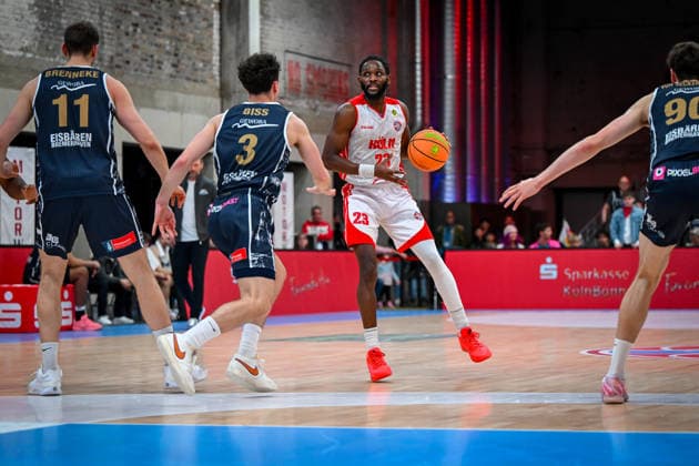 Barmer 2 Basketball Bundesliga ProA Rheinstars Köln vs Eisbären Bremerhaven, 15 02 2026 Michael Jordan Miller RheinStarsKöln 23 , Barmer 2 Basketball Bundesliga ProA Rheinstars Köln vs Eisbären Bremerhaven on 15 02 2026 at Motorworld Köln in Cologne North Rhine-Westphalia Copyright: xBEAUTIFULxSPORTS Mueller-Laschetx