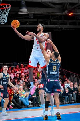 Barmer 2 Basketball Bundesliga ProA Rheinstars Köln vs Eisbären Bremerhaven, 15 02 2026 Hall B Elisias RheinStarsKöln 34 , Barmer 2 Basketball Bundesliga ProA Rheinstars Köln vs Eisbären Bremerhaven on 15 02 2026 at Motorworld Köln in Cologne North Rhine-Westphalia Copyright: xBEAUTIFULxSPORTS Mueller-Laschetx