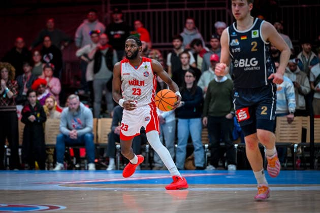 Barmer 2 Basketball Bundesliga ProA Rheinstars Köln vs Eisbären Bremerhaven, 15 02 2026 Michael Jordan Miller RheinStarsKöln 23 , Barmer 2 Basketball Bundesliga ProA Rheinstars Köln vs Eisbären Bremerhaven on 15 02 2026 at Motorworld Köln in Cologne North Rhine-Westphalia Copyright: xBEAUTIFULxSPORTS Mueller-Laschetx