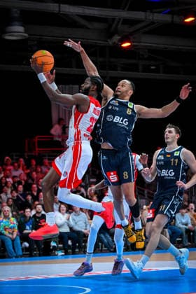 Barmer 2 Basketball Bundesliga ProA Rheinstars Köln vs Eisbären Bremerhaven, 15 02 2026 Michael Jordan Miller RheinStarsKöln 23 , Barmer 2 Basketball Bundesliga ProA Rheinstars Köln vs Eisbären Bremerhaven on 15 02 2026 at Motorworld Köln in Cologne North Rhine-Westphalia Copyright: xBEAUTIFULxSPORTS Mueller-Laschetx