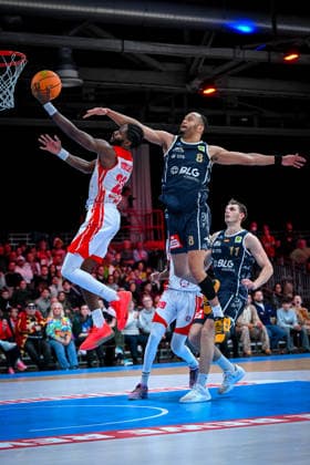 Barmer 2 Basketball Bundesliga ProA Rheinstars Köln vs Eisbären Bremerhaven, 15 02 2026 Michael Jordan Miller RheinStarsKöln 23 , Barmer 2 Basketball Bundesliga ProA Rheinstars Köln vs Eisbären Bremerhaven on 15 02 2026 at Motorworld Köln in Cologne North Rhine-Westphalia Copyright: xBEAUTIFULxSPORTS Mueller-Laschetx
