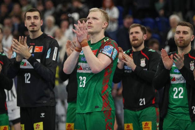 15 02 2026, xgox, Handball Daikin HBL THW Kiel SC Magdeburg emspor, v l Magnus Saugstrup Magdeburg, 23 disappointed, looks disappointed, disappointed Kiel