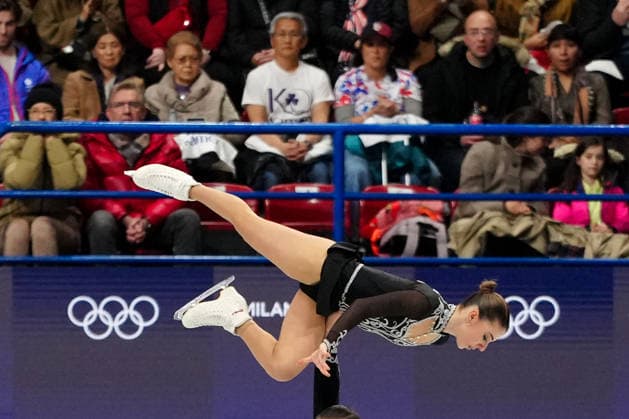 AKOPOVA Karina RAKHMANIN Nikita competing for the Olympic Figure skating, Eiskunstlauf Pair Skating, Short Program for the Milano Cortina 2026 Winter Olympics, in Milan (Italy) February 15, 2026 (Photo Claudio Furlan LaPresse)  Copyright: xClaudioxFurlan LaPressex