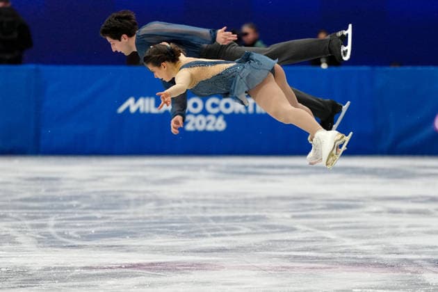 GOLUBEVA Anastasiia GIOTOPOULOS MOORE Hektor competing for the Olympic Figure skating, Eiskunstlauf Pair Skating, Short Program for the Milano Cortina 2026 Winter Olympics, in Milan (Italy) February 15, 2026 (Photo Claudio Furlan LaPresse)  Copyright: xClaudioxFurlan LaPressex