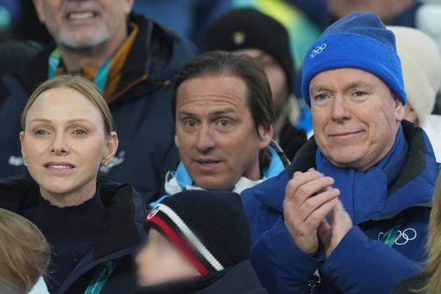 Charlene Wittstock and Alberto di Monaco during Skeleton Mixed Team at the Cortina Sliding Centre at the Milano Cortina 2026 Winter Olympics, in Cortina (Italy) February 15 , 2026 (Spada LaPresse)  Copyright: xSpada LaPressex