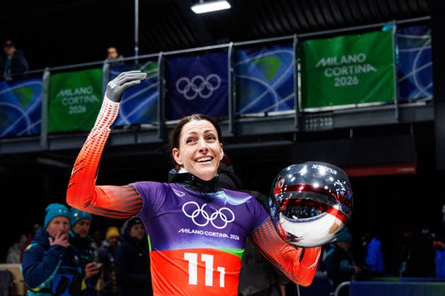 OLYMPICS - Winter Olympic Games, Olympische Spiele, Olympia, OS Milano Cortina 2026 CORTINA D AMPEZZO,ITALY,15.FEB.26 - OLYMPICS, SKELETON - Winter Olympic Games Milano Cortina 2026, mixed team. Image shows Janine Flock (AUT).  GEPAxpictures xMaticxKlansek