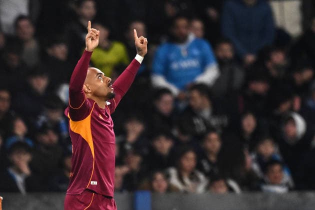 Dc Napoli 15 02 2026 - campionato di calcio serie A Napoli-Roma foto Domenico Cippitelli Image nella foto: esultanza gol Donyell Malen 