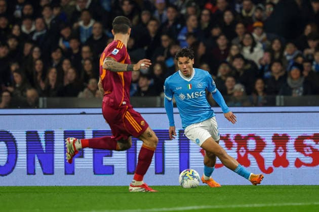 Napoli™s Antonio Vergara during the Serie A soccer match between Napoli and Roma at the Diego Armando Maradona Stadium in Naples, southern italy - Saturday , February 15 , 2026. - Soccer .  Copyright: xAlessandroxGarofalo LaPressex
