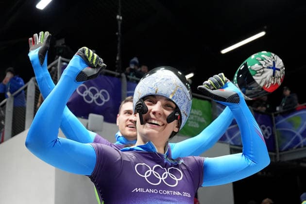 Italy ™s team during Skeleton Mixed Team at the Cortina Sliding Centre at the Milano Cortina 2026 Winter Olympics, in Cortina (Italy) February 15 , 2026 (Spada LaPresse)  Copyright: xSpada LaPressex