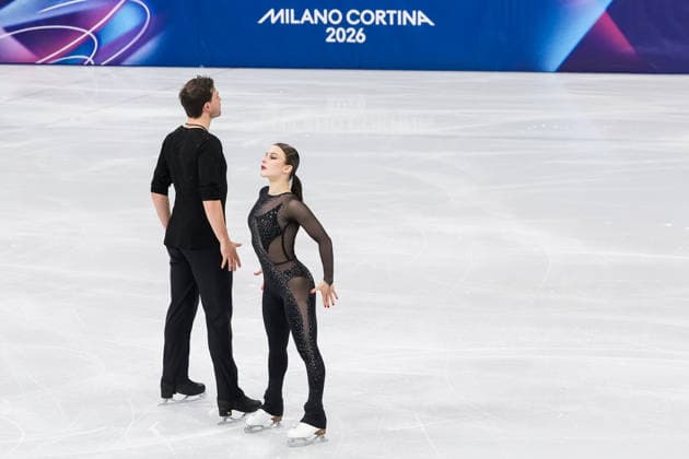 2026-02-15 - Milano Cortina 2026 Winter Olympics Figure skating, Eiskunstlauf Pair Skating MILAN, ITALY - FEBRUARY 15: Daria Danilova, Michel Tsiba of Netherlands performing in the Figure Skating Pair Skating Short Program during the Milano Cortina 2026 Winter Olympics at the Milano Ice Skating Arena on February 15, 2026 in Milan, Italy Milan Milano Ice Skating Arena Italy Content not available for redistribution in The Netherlands directly or indirectly through any third parties. Copyright: xAndrexWeeningx