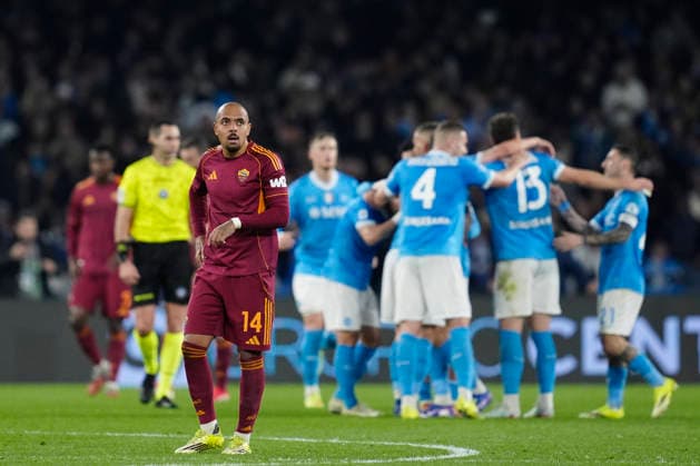 Donyell Malen (AS Roma) looks dejected, Serie A, SSC Napoli v AS Roma, Diego Maradona Stadium, February 15, 2026, Napoli, Italy.