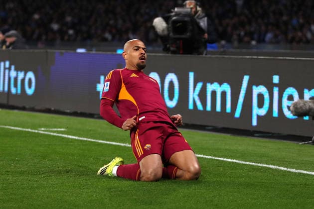 15.02.2026 Napoli vs Roma (Serie A) Calcio; 25Â° Giornata& xD;Nella foto: Malen esulta& xD;(Foto Gino Mancini)  Copyright: xGinoxMancini IPAxSportx xipa-agency.netx xx IPA_71574747 IPA_Agency_IPA71574747