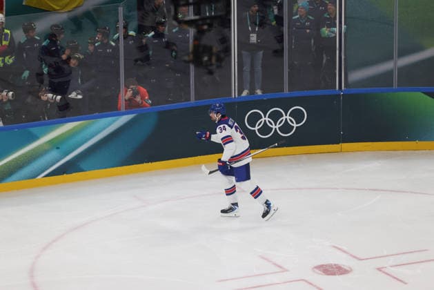 Ice hockey, Eishockey Men In Milan, Italy, on February 15, 2026, Auston Matthews celebrates after a goal during the ice hockey match between the United States of America and Germany on day nine of the Milano Cortina 2026 Winter Olympic Games, Olympische Spiele, Olympia, OS at Milano Santa Giulia Ice Hockey Arena. Milano Italy  Copyright: xMattiaxMarteganix originalFilename:martegani-notitle260215_npCKy.jpg