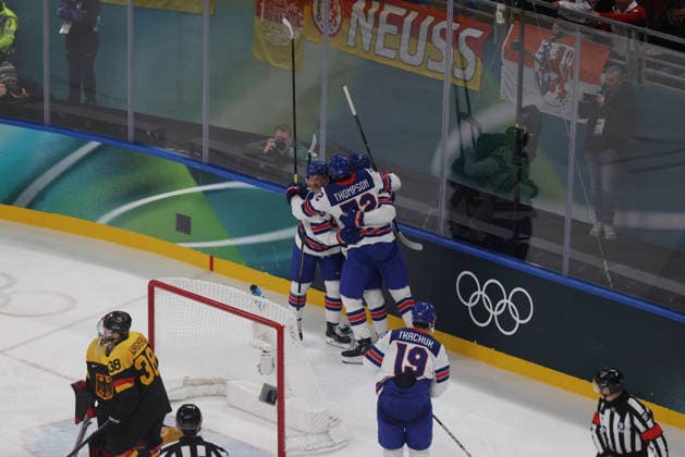 Ice hockey, Eishockey Men In Milan, Italy, on February 15, 2026, Auston Matthews celebrates after a goal during the ice hockey match between the United States of America and Germany on day nine of the Milano Cortina 2026 Winter Olympic Games, Olympische Spiele, Olympia, OS at Milano Santa Giulia Ice Hockey Arena. Milano Italy  Copyright: xMattiaxMarteganix originalFilename:martegani-notitle260215_npfmq.jpg