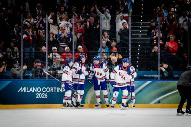 Goal celebration 1:0 Zach Werenski (United States of America, 8) in action during the Menss Ice hockey, Eishockey group stage game between the United States (USA) and Germany (GER) at the Olympic Winter games, Winterspiele,Spiele, Summer games Milano Cortina 2026 at the Milano Santa Giulia Ice Hockey Arena, Milan, Italy, on February 15, 2026. im Gruppenspiel der Männer im Eishockey zwischen den USA (USA) und Deutschland (GER) bei den Olympischen Winterspielen Milano Cortina 2026 in der Milano Santa Giulia Ice Hockey Arena, Mailand, Italien, am 15. Februar 2026. *** Goal celebration 1 0 Zach Werenski United States of America, 8 in action during the Mens ice hockey group stage game between the United States USA and Germany GER at the Olympic Winter Games Milano Cortina 2026 at the Milano Santa Giulia Ice Hockey Arena, Milan, Italy, on February 15, 2026 in the Mens ice hockey group stage game between the United States USA and Germany GER at the Olympic Winter Games Milano Cortina 2026 at the Milano Santa Giulia Ice Hockey Arena, Milan, Italy, on February 15, 2026 Copyright: HMBxMedia MarcxNiemeyer