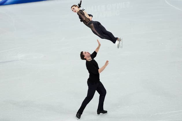 DANILOVA Daria TSIBA Michel competing for the Olympic Figure skating, Eiskunstlauf Pair Skating, Short Program for the Milano Cortina 2026 Winter Olympics, in Milan (Italy) February 15, 2026 (Photo Claudio Furlan LaPresse)  Copyright: xClaudioxFurlan LaPressex