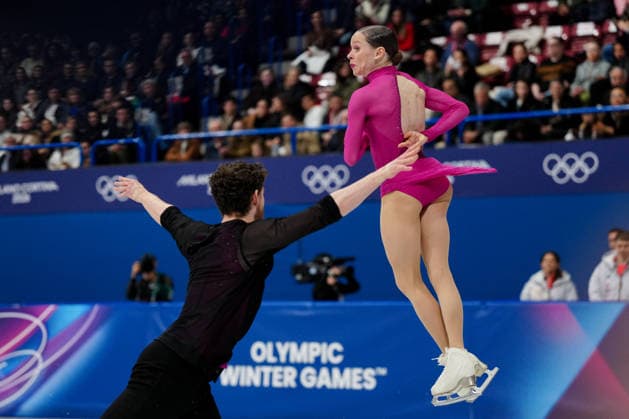 CHTCHETININA Ioulia WOZNIAK Michal competing for the Olympic Figure skating, Eiskunstlauf Pair Skating, Short Program for the Milano Cortina 2026 Winter Olympics, in Milan (Italy) February 15, 2026 (Photo Claudio Furlan LaPresse)  Copyright: xClaudioxFurlan LaPressex