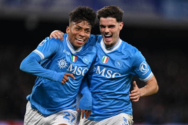 Dc Napoli 15 02 2026 - campionato di calcio serie A Napoli-Roma foto Domenico Cippitelli Image nella foto: esultanza gol Allison Santos 