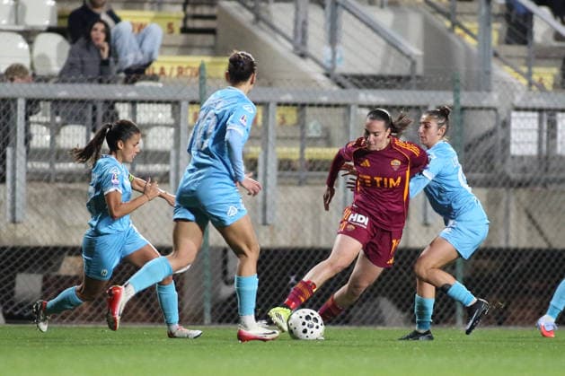 CALCIO - Serie A Femminile - AS Roma vs Napoli Women Alice Corelli of A.S. Roma Femminile is in action during the Serie A Women Athora 14th day between A.S. Roma Femminile vs Napoli Women , 15 February 2026 at the Tre Fontane Stadium, Roma Italy. during AS Roma vs Napoli Women, Italian football Serie A Women match in Roma, Italy, February 15 2026 Roma Italy  Copyright: xIPAxSport ABACAx