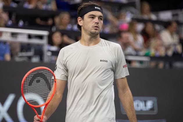 February 15, 2026, Frisco, Texas, USA: TAYLOR FRITZ (USA) reacts during a menÃ¢â‚¬â ¢s singles final match at the 2026 Nexo Dallas Open at The Ford Center at The Star in Frisco, Texas. Ben Shelton won the Dallas Open singles title after defeating Taylor Fritz, 3:6, 6:3, 7:5. Frisco USA - ZUMAh193 20260215_zsp_h193_002 Copyright: xDanielxMcGregor-Huyerx