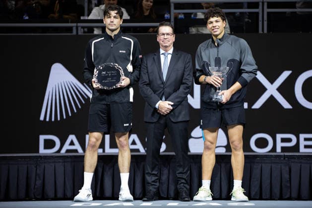 February 15, 2026, Frisco, Texas, USA: _____ during a menâ€⠢s singles final match at the 2026 Nexo Dallas Open at The Ford Center at The Star in Frisco, Texas. Ben Shelton won the Dallas Open singles title after defeating Taylor Fritz, 3:6, 6:3, 7:5. Tennis 2026: Dallas Open: Shelton. 3:6, 6:3, 7:5 Fritz - ZUMAh193 20260215_zsp_h193_011 Copyright: xDanielxMcGregor-Huyerx