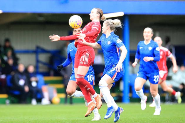 Martha Thomas of Liverpool Women in action during the Women s Super League match between Chelsea Women and Liverpool Women at the Kingsmeadow Stadium, Kingston, England on 15 February 2026. Copyright: xCarltonxMyriex 44540133