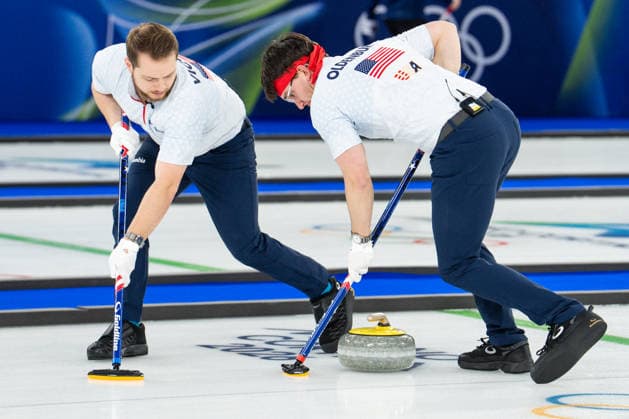 Curling - Milano Cortina 2026 Winter Olympics: Day 9 Luc Violette, AIdan Oldenburg during Milano Cortina 2026 Winter Olympics Men™s Curling Round Robin at Curling Olympic Stadium in Cortina D Ampezzo on February 15, 2026 Cortina D Ampezzo Italy  Copyright: xFotoxOlimpikx originalFilename:jastrzebowski-curlingm260215_npNF9.jpg