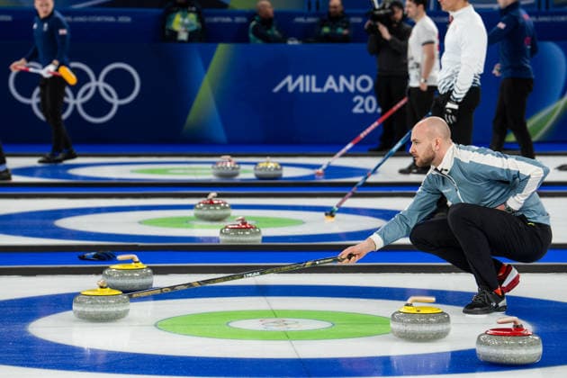 Curling - Milano Cortina 2026 Winter Olympics: Day 9 Magnus Ramsfjell during Milano Cortina 2026 Winter Olympics Men™s Curling Round Robin at Curling Olympic Stadium in Cortina D Ampezzo on February 15, 2026 Cortina D Ampezzo Italy  Copyright: xFotoxOlimpikx originalFilename:jastrzebowski-curlingm260215_npwFN.jpg