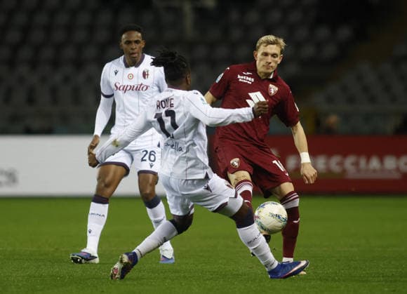 CALCIO - Serie A - Torino FC vs Bologna FC Marcus Pedersen of Torino FC during the Italian Serie A, 2025 2026 season, football match between Torino FC and Bologna FC 1909, on 15 February 2026 at Stadio Olimpico Grande Torino, Turin, Italy. Photo Nderim Kaceli Turin Italy  Copyright: xIPAxSport ABACAx