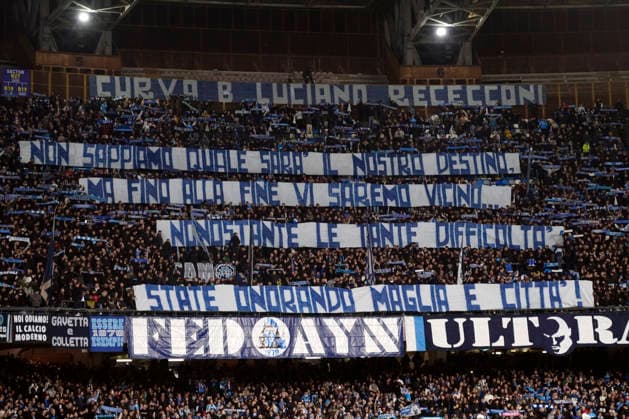 . Supporters of SSC Napoli, Serie A, SSC Napoli v AS Roma, Diego Maradona Stadium, February 15, 2026, Napoli, Italy.