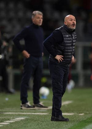 Turin, Italy, 15th February 2026. Vincenzo Italiano Head coach of Bologna FC reacts during the Torino vs Bologna Serie A match at Stadio Grande Torino, Turin. Picture credit should read: Jonathan Moscrop Sportimage EDITORIAL USE ONLY. No use with unauthorised audio, video, data, fixture lists, club league logos or live services. Online in-match use limited to 120 images, no video emulation. No use in betting, games or single club league player publications. SPI_052_TORO_BOLOGNA SPI-4525-0052