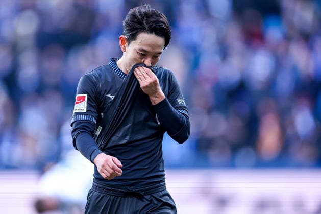 15 02 2026, Football, VfL Bochum SC Paderborn 07, 2 Fußball Bundesliga, 22 Matchday, Vonovia Ruhrstadion, Season 2025 2026 Koji Miyoshi VfL Bochum 23 Mimik enttäuscht Enttäuschung DFB regulations prohibit any use of photographs as image sequences and or quasi video Nordrhein Westfalen Germany