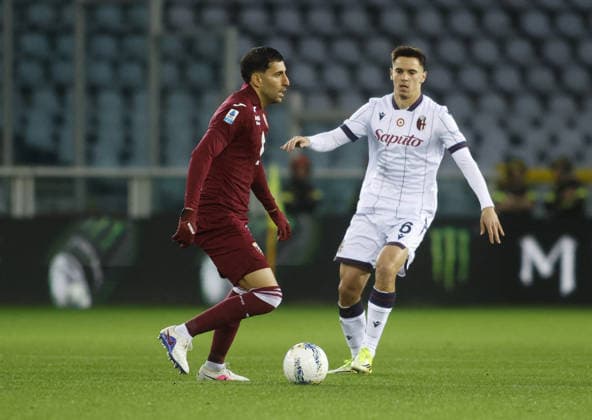 CALCIO - Serie A - Torino FC vs Bologna FC Guillermo MarPhoto by IPA ABACAPRESS.COMn of Torino FC and Nicolo Moro of Bologna FC during the Italian Serie A, 2025 2026 season, football match between Torino FC and Bologna FC 1909, on 15 February 2026 at Stadio Olimpico Grande Torino, Turin, Italy. Photo Nderim Kaceli Turin Italy  Copyright: xIPAxSport ABACAx