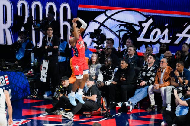 NBA, Basketball Herren, USA All Star 2026: USA Stars vs World Team LOS ANGELES, CA - FEB 15: Tyrese Maxey of USA Stars is in action during the game of NBA All Star 2026 between USA Stars and World team at Intuit Dome, Inglewood, Los Angeles, California, United States on February 15, 2026. Tayfun Coskun Anadolu California United States. Editorial use only. Please get in touch for any other usage.  Copyright: x2026xAnadoluxTayfunxCoskunx