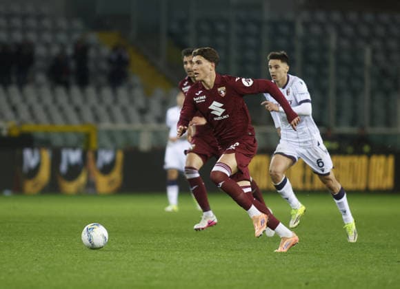 CALCIO - Serie A - Torino FC vs Bologna FC Cesare Casadei of Torino FC during the Italian Serie A, 2025 2026 season, football match between Torino FC and Bologna FC 1909, on 15 February 2026 at Stadio Olimpico Grande Torino, Turin, Italy. Photo Nderim Kaceli Turin Italy  Copyright: xIPAxSport ABACAx