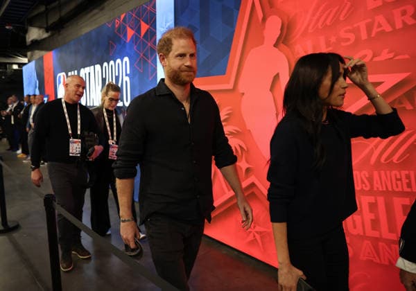 NBA, Basketball Herren, USA All Star 2026: Celebrities LOS ANGELES, CA - FEB 15: Prince Harry and Meghan Markle, Duchess of Sussex attend the NBA All Star 2026 at Intuit Dome, Inglewood, Los Angeles, California, United States on February 15, 2026. Tayfun Coskun Anadolu California United States. Editorial use only. Please get in touch for any other usage.  Copyright: x2026xAnadoluxTayfunxCoskunx